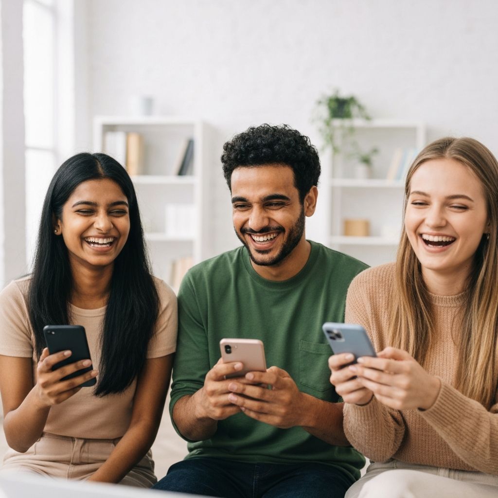Young people sending money with mobile app